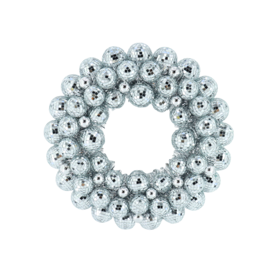 Kerstversiering -  Kerst Krans Discobalballen Kunststof - Zilver - 40x40x7.5 cm