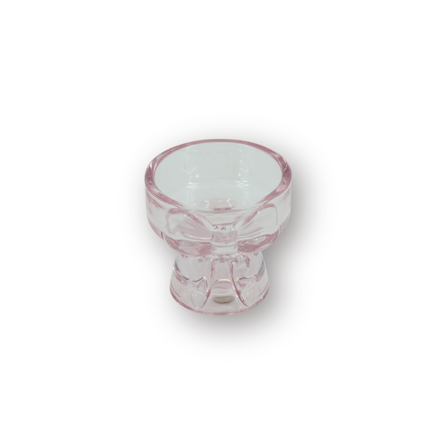 Kaarshouder - Kandelaar en Waxinelichthouder Strik - Glas - Roze - 7,5x6,5 cm