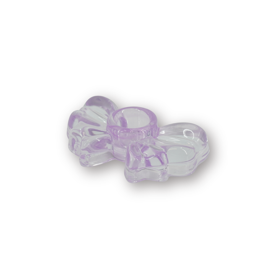 Kaarshouder - Kandelaar Strik - Glas - Lila - 9,5x6,5x2,5 cm