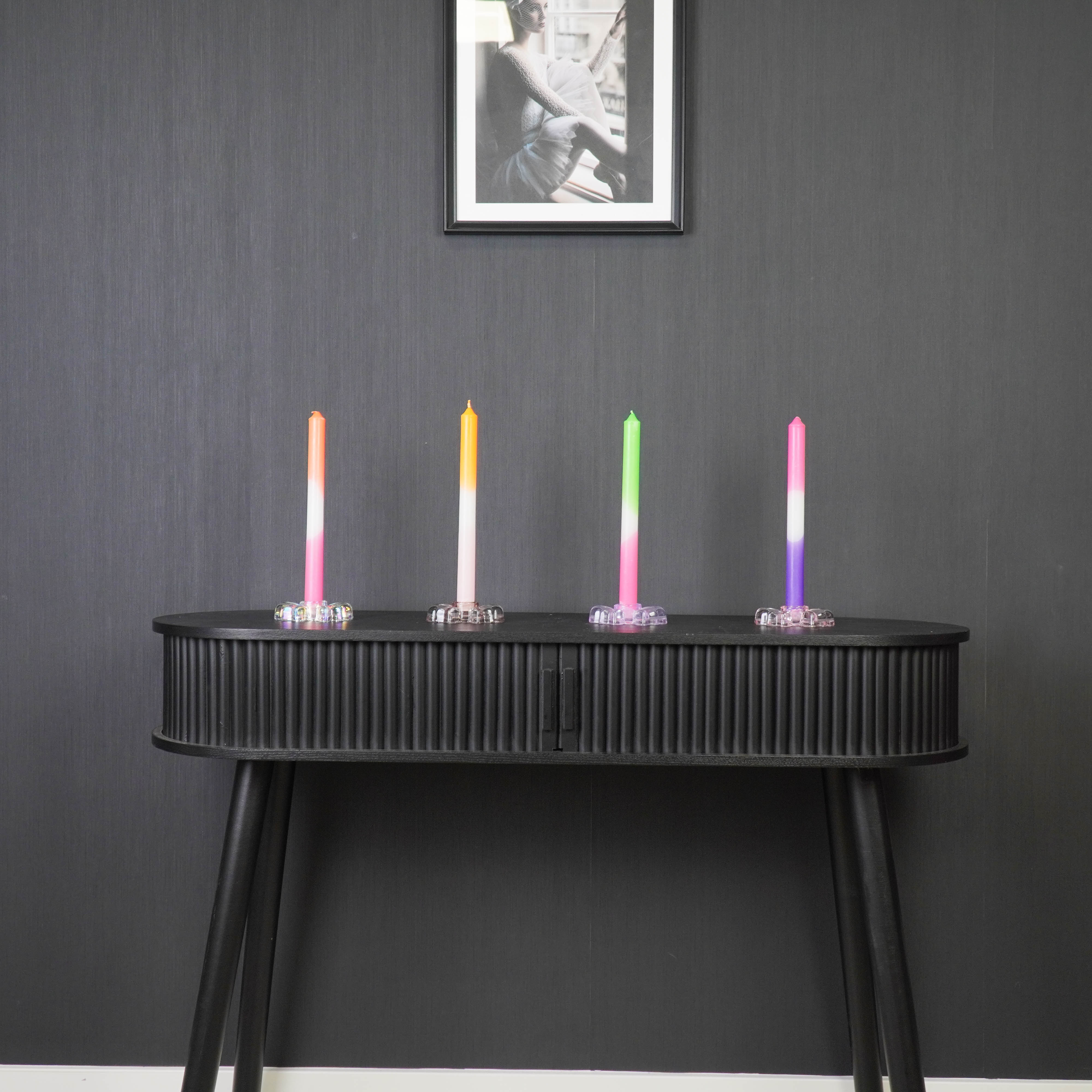 Kaarshouder - Kandelaar Strik - Glas - Lila - 9,5x6,5x2,5 cm