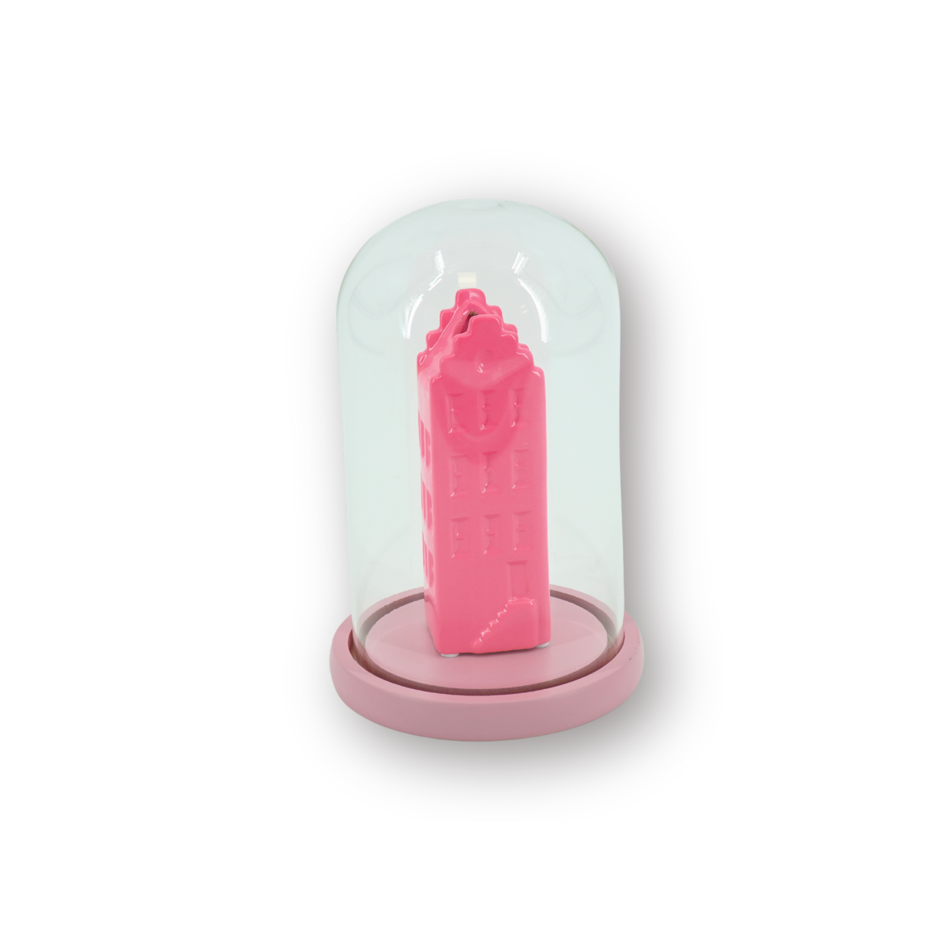 Stolp - Glas/Hout - Licht Roze - 14x14x22 cm