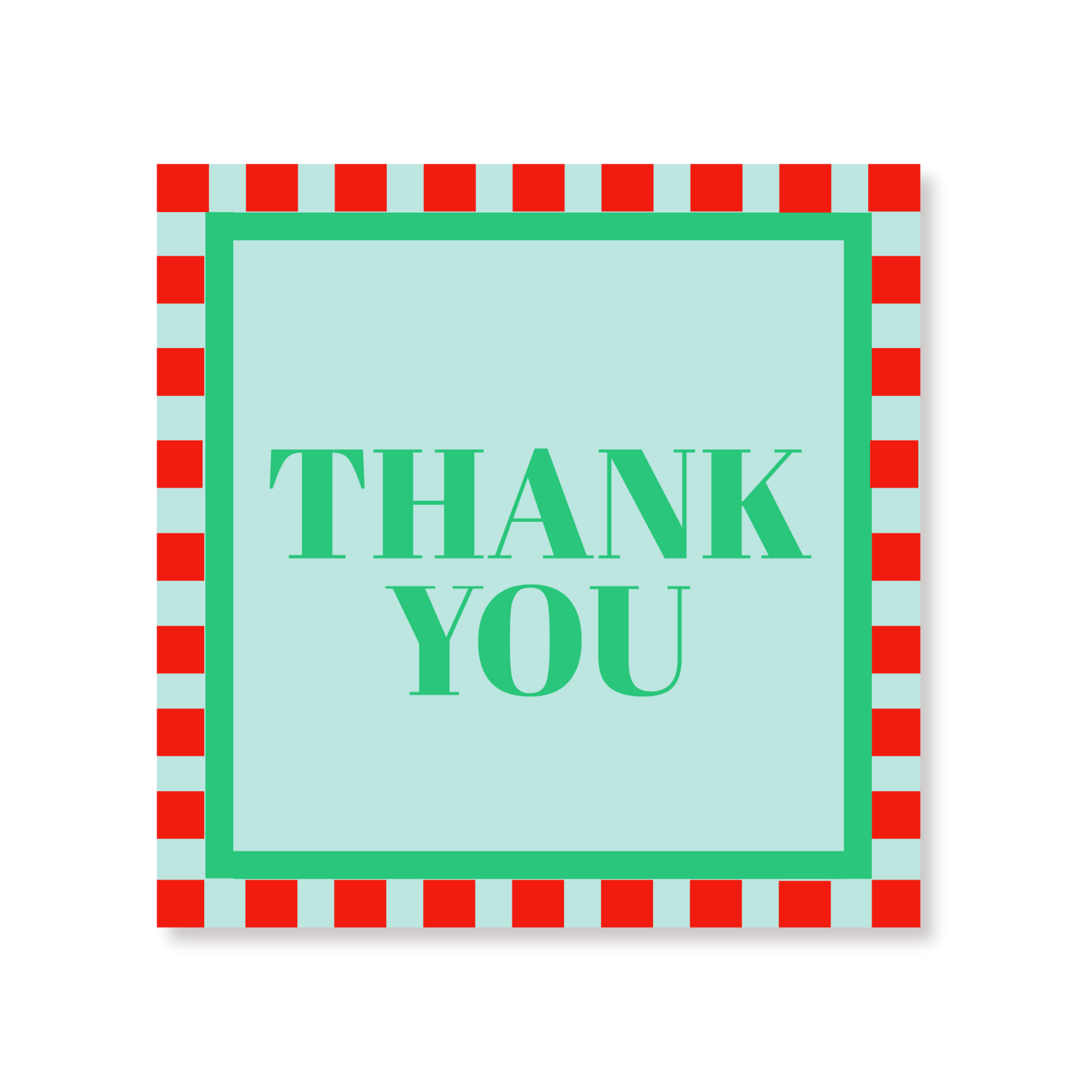 Papieren Servetten - "Thank you" - Mint/Rood/Groen - 3-Laags - FSC - 33x33 cm - 20 Stuks