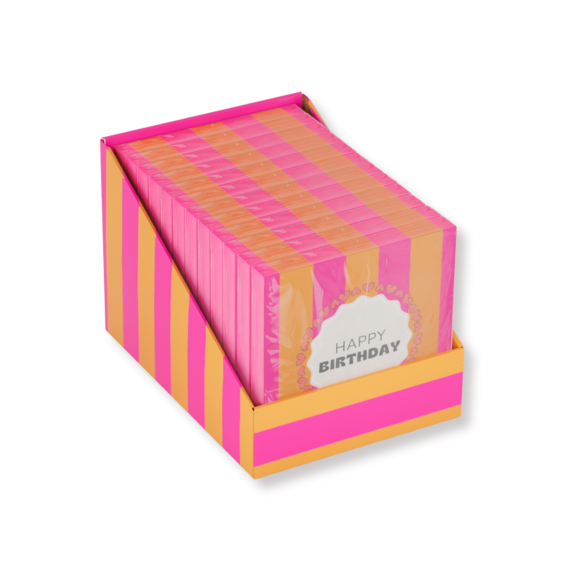 Papieren Servetten - "Happy Birthday" - Roze/Oranje - 3-Laags - FSC - 33x33 cm - 20 Stuks