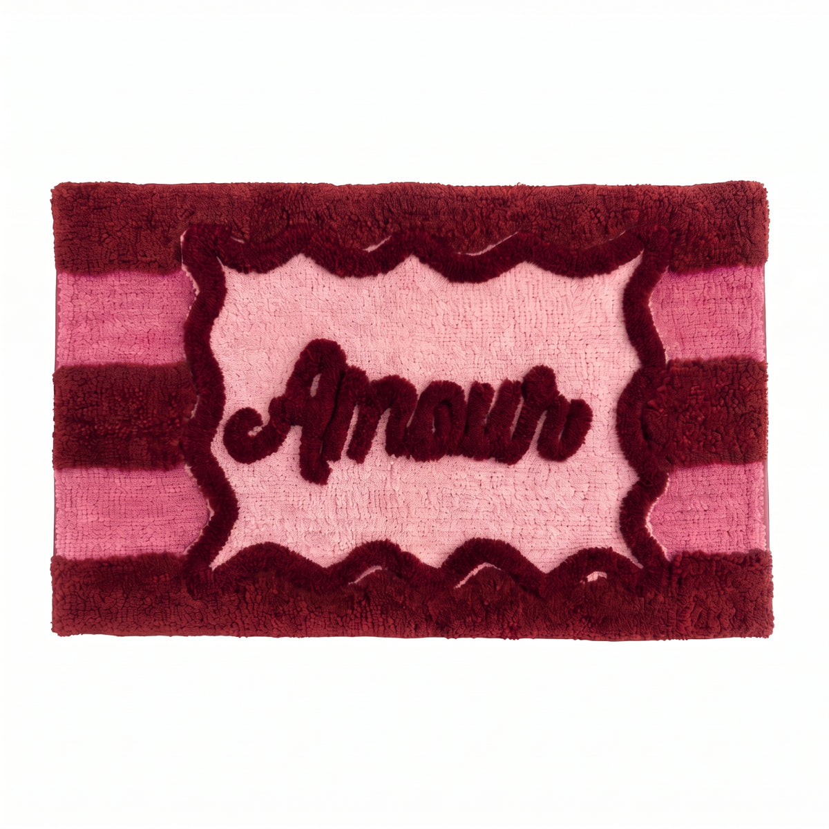Badmat - Amour- Katoen/ Polyester - Roze/ Rood-  80x50x1 cm
