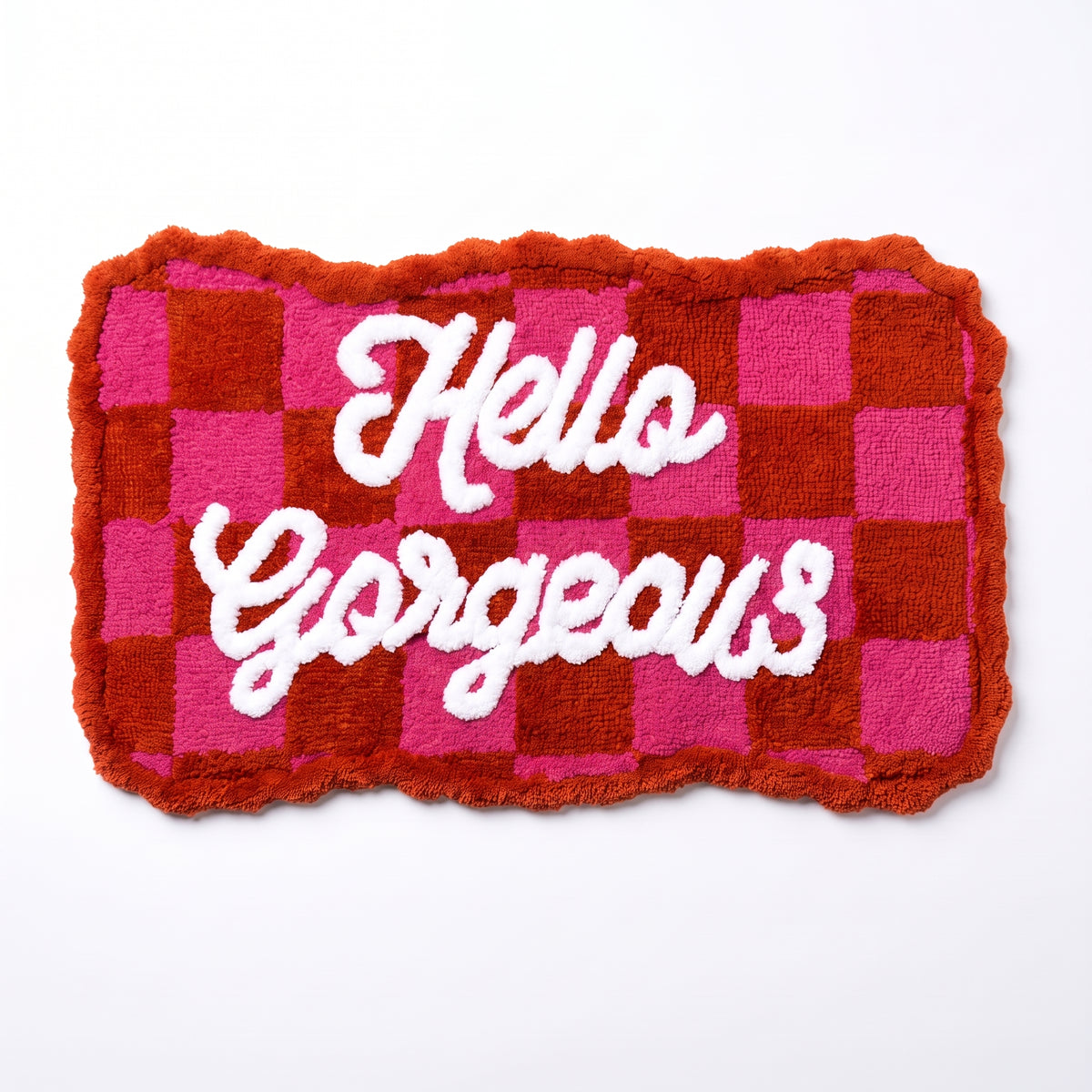 Badmat - Hello Gorgeous- Katoen/ Polyester - Roze/ Rood-  80x50x1 cm