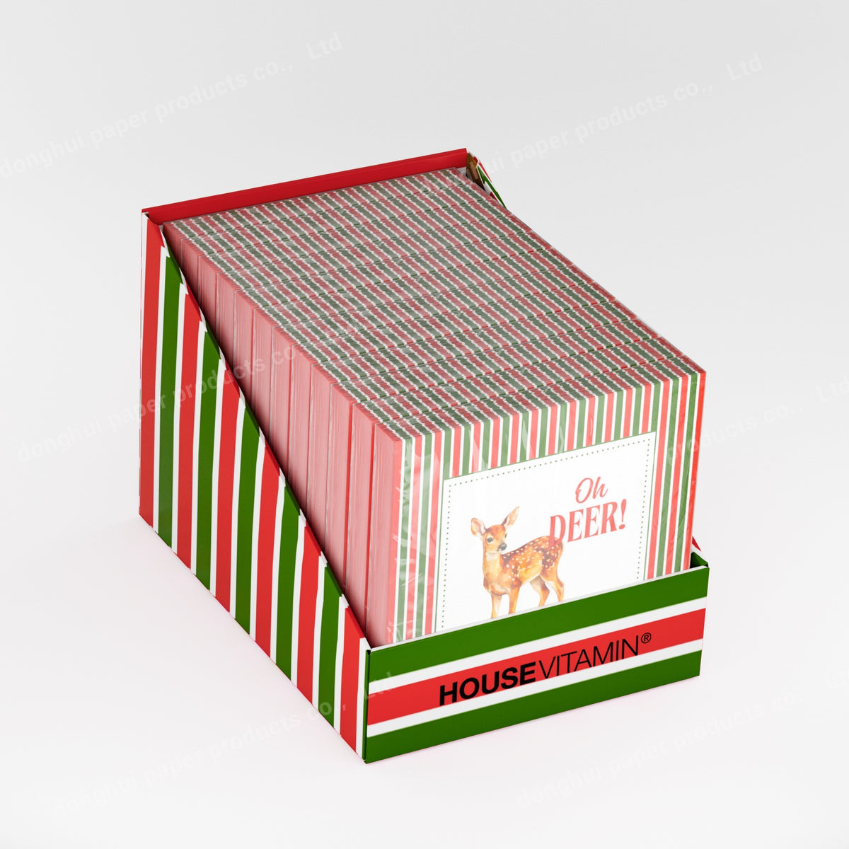 Papieren Servetten - Kerst Servet "Oh Deer" - Rood/ Wit/ Groen- 3-Laags - FSC - 33x33 cm - 20 Stuks