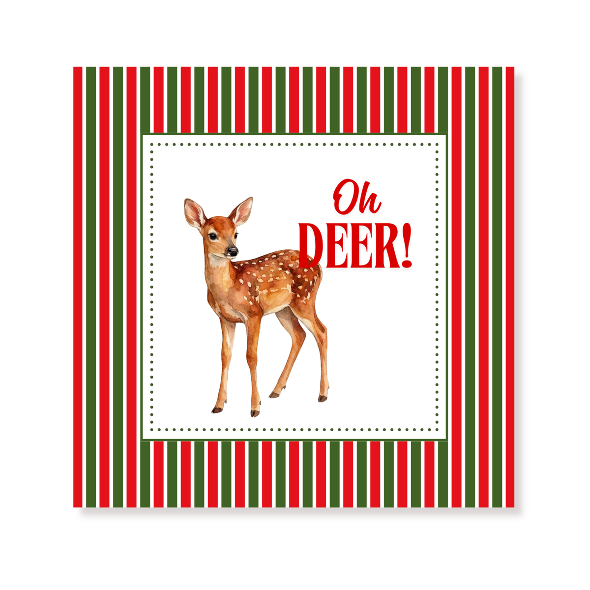 Papieren Servetten - Kerst Servet "Oh Deer" - Rood/ Wit/ Groen- 3-Laags - FSC - 33x33 cm - 20 Stuks