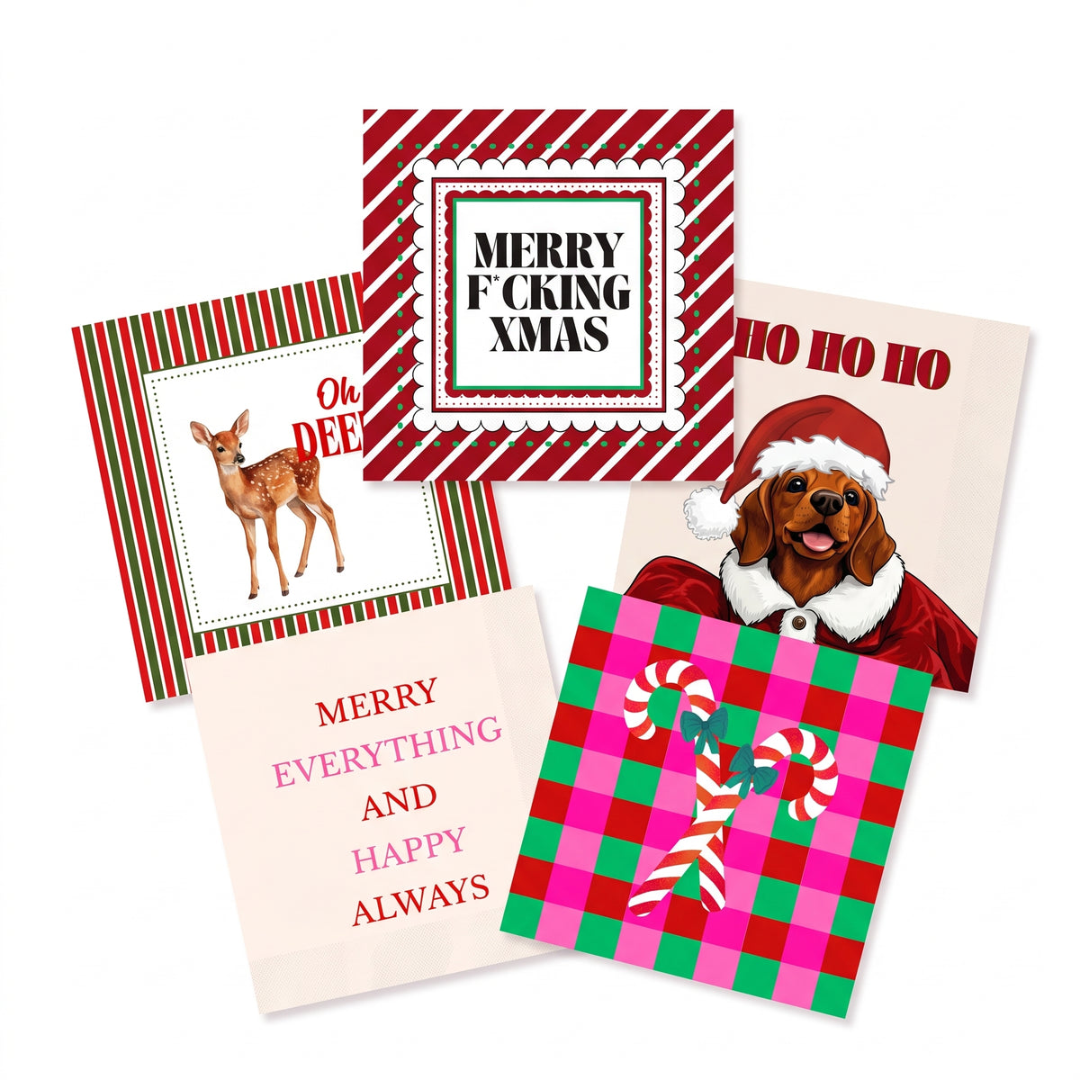 XMAS- Set van 5 Kerstservetten – 5 Designs – 3-Laags – 20 Stuks per Pak – Papieren Servetten